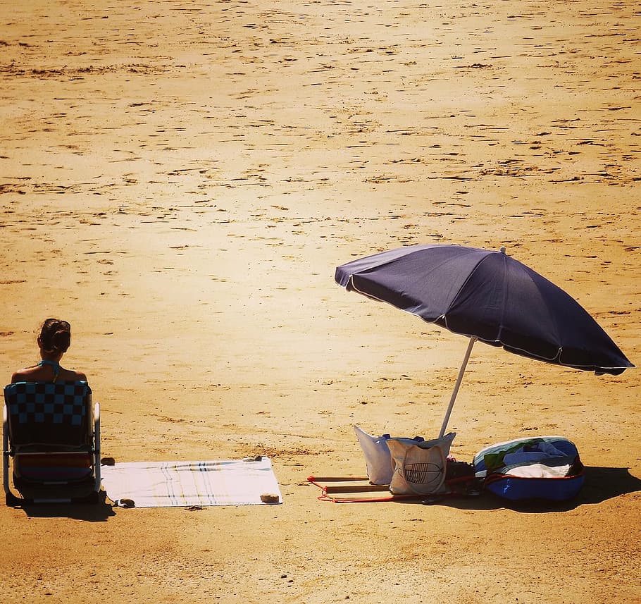 beach, sun, sea, sand, ocean, vendée, land, umbrella, men HD wallpaper