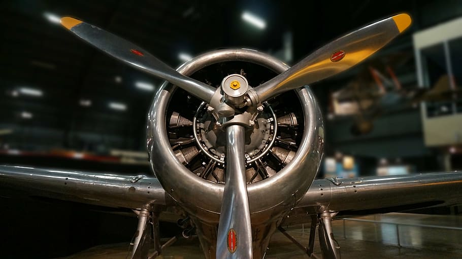 gray plane at daytime, airplane, propeller, aircraft, aviation