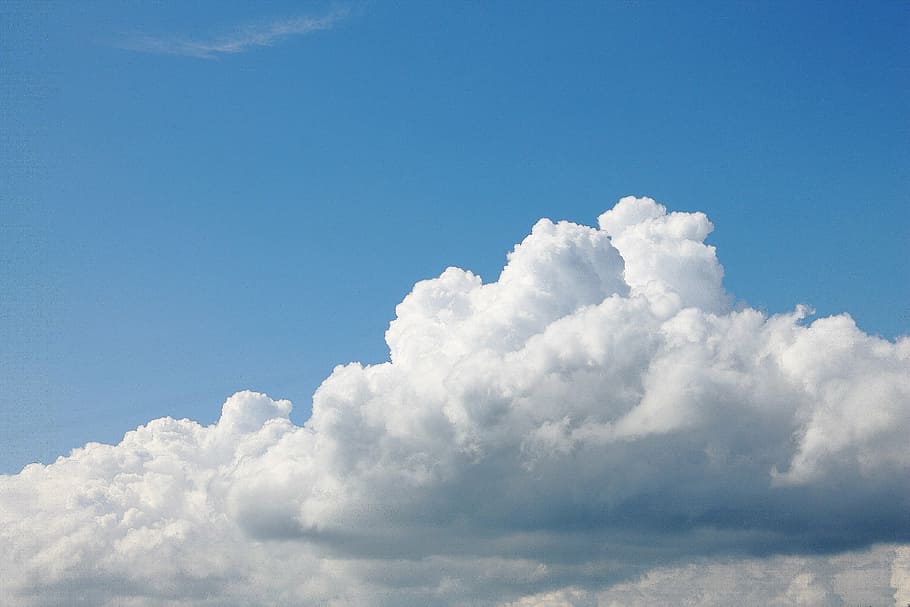 clouds, sky, blue, white, nature, cloud - sky, cloudscape, atmosphere HD wallpaper