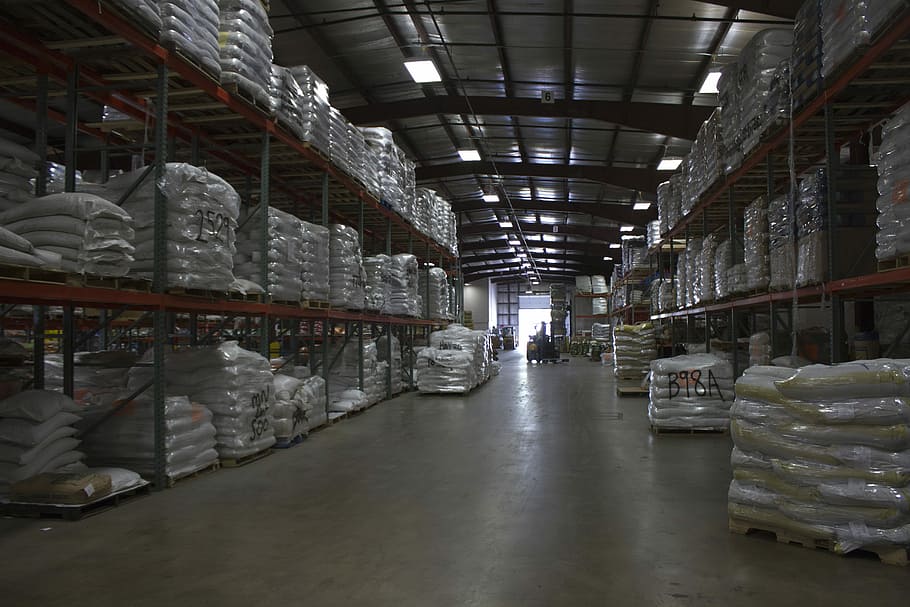 pile of packs in rack, Warehouse, Seed, Industry, shelf, indoors HD wallpaper