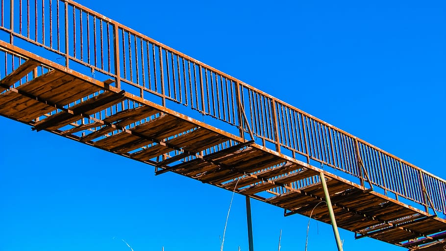 bridge, rusty, destroyed, disconnection, decay, abandonment HD wallpaper