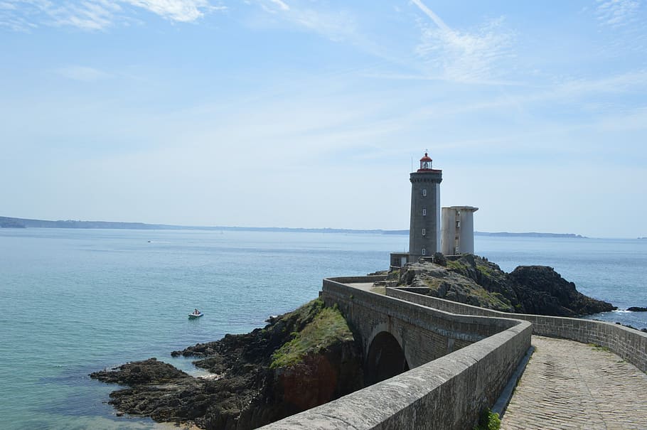Lighthouse, Brittany, Finistère, side, landscape, sea, ocean, HD wallpaper