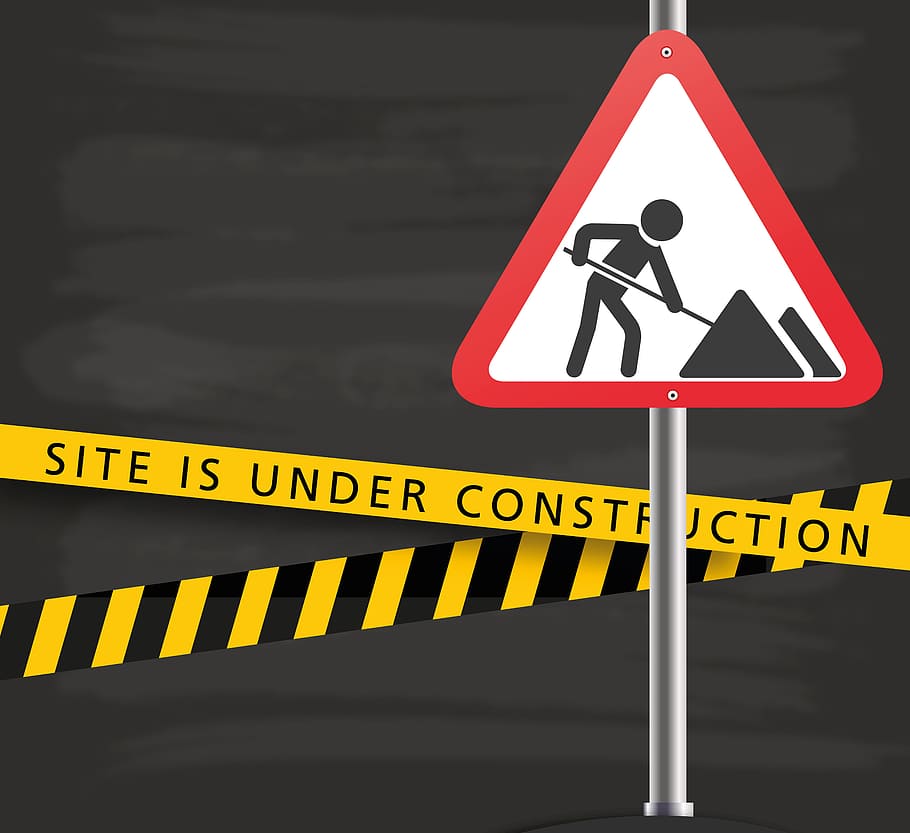 site under construction signage, shield, website, billboard, closed