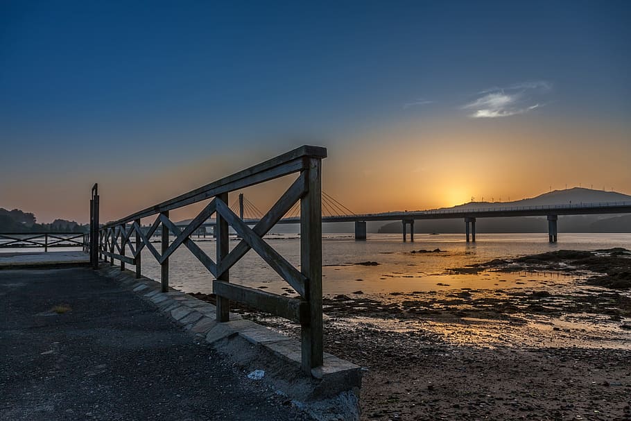 Galicia, Spain, Sun, sunset, sky, bridge - man made structure HD wallpaper