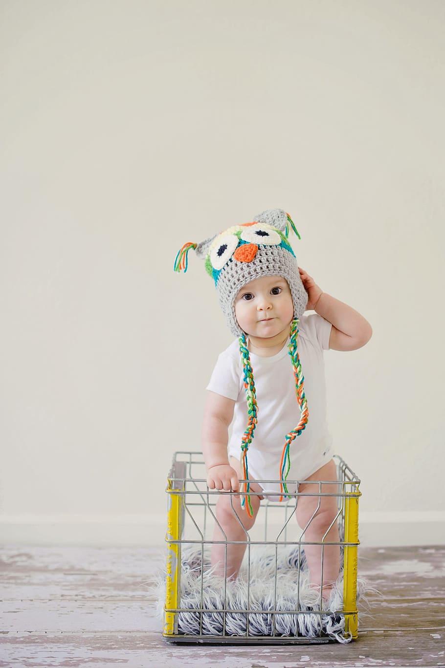 boy standing on gray basket, Adorable, Cute, Fun, funny, young HD wallpaper