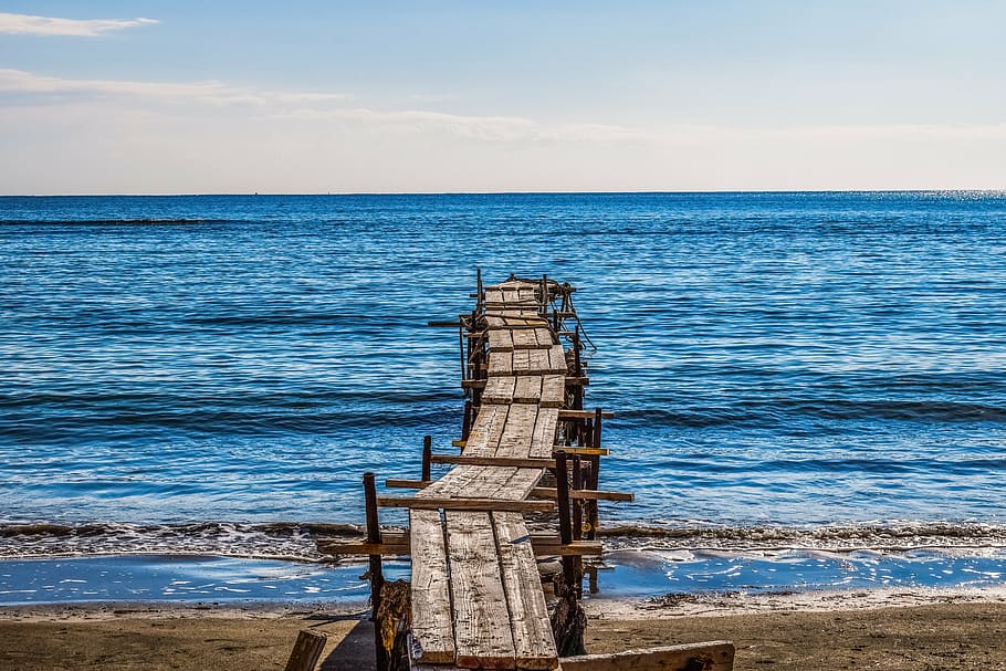 jetty, dock, pier, beach, sea, scenic, water, clear, blue, tranquil HD wallpaper