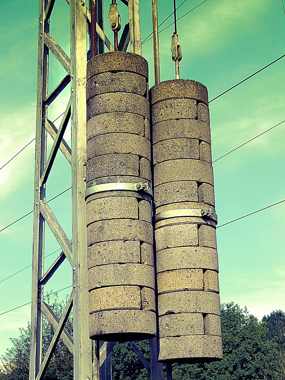 strommast, concrete, high voltage, line, sky, low angle view HD wallpaper