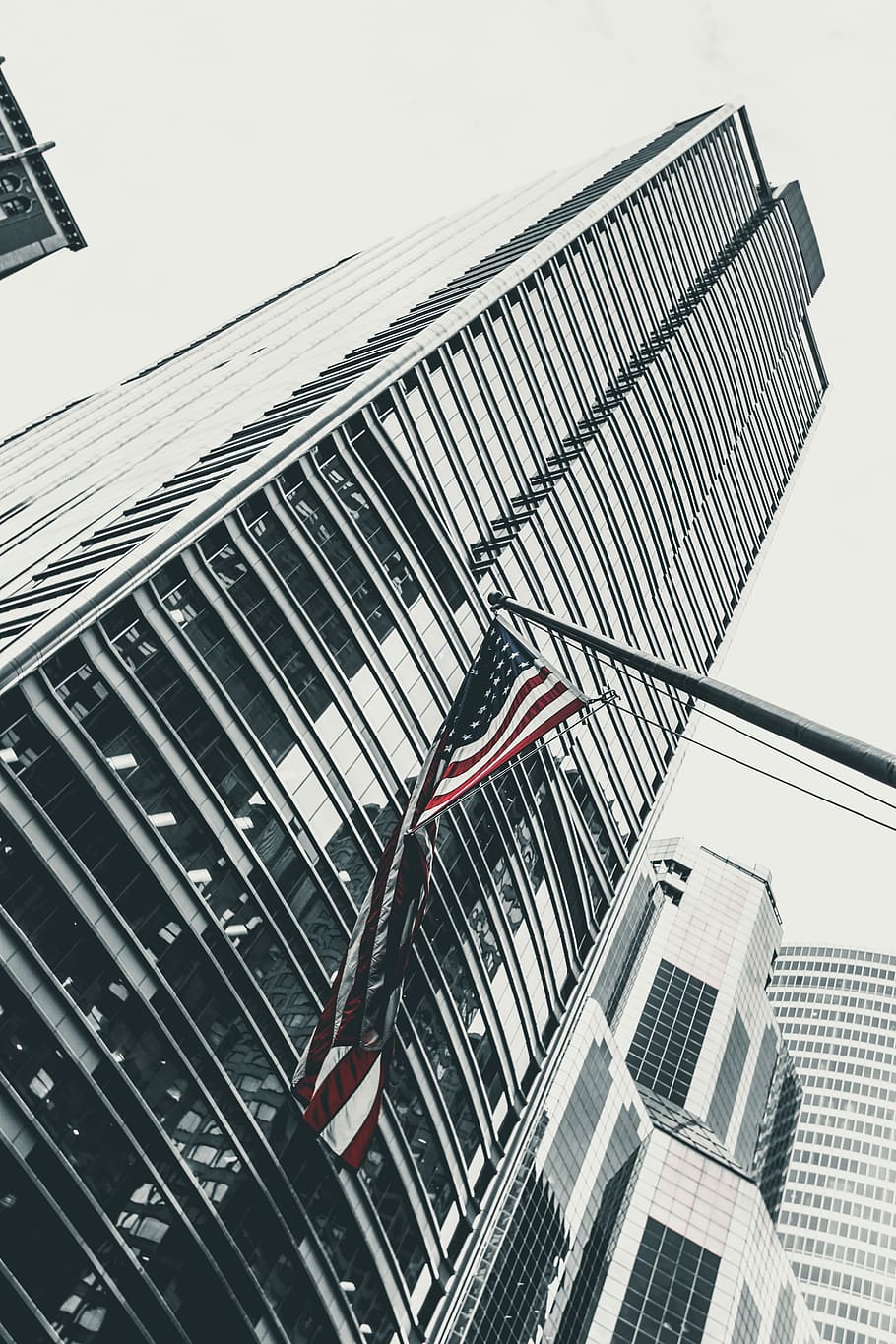 One Nation, ant view building near American flag, architecture HD wallpaper