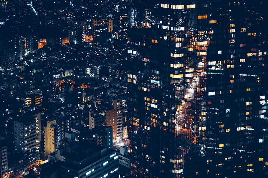 City lights in Tokyo, Japan, urban, business, night, cityscape, HD wallpaper