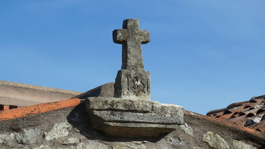 cross, rooftop, stonework, building, christian, historic, architecture HD wallpaper