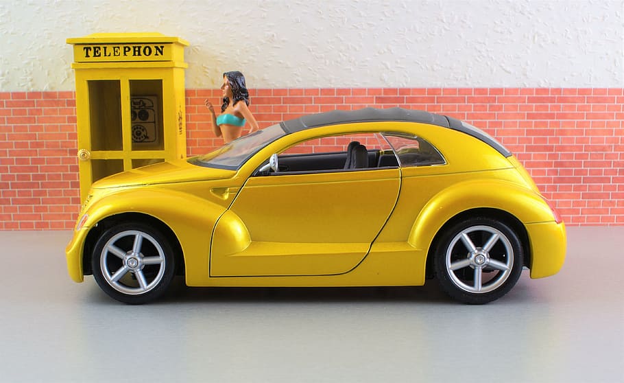 model car, chrysler, cruiser, auto, toys, vehicle, gold, classic HD wallpaper
