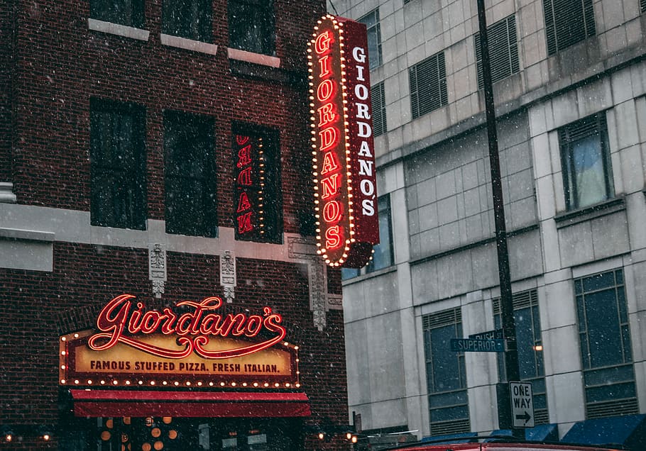 Giordano's store front, Giordanos signage mounted on concrete building, HD wallpaper
