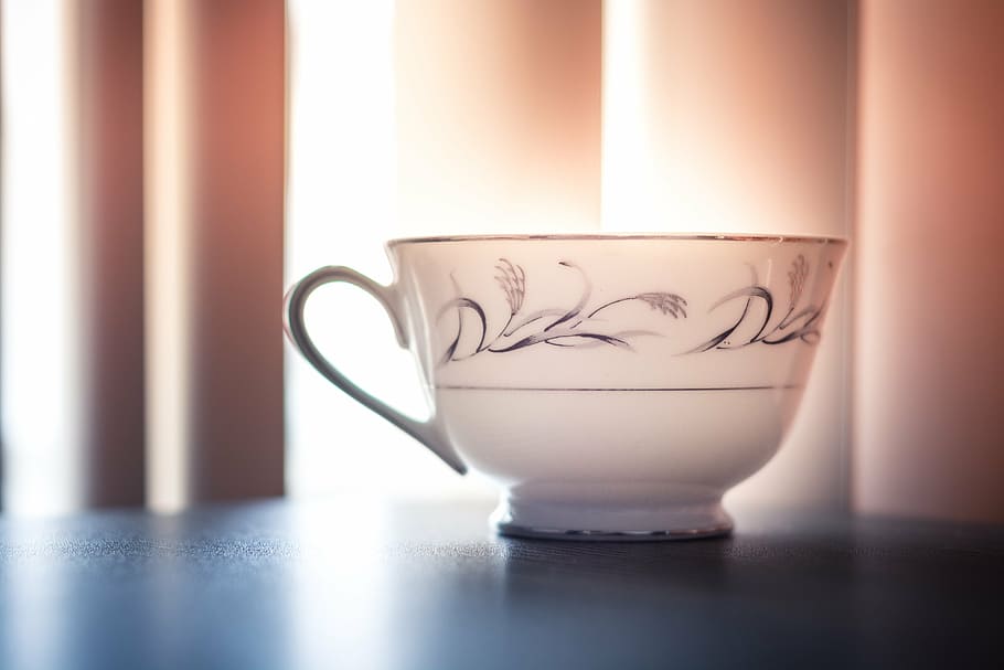 white and black ceramic teacup, coffee, cafe, drink, beverage HD wallpaper