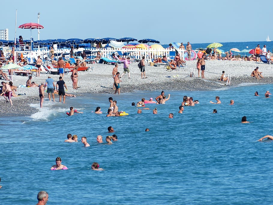 swim, vacations, sea, beach, bathers, fun bathing, mediterranean, HD wallpaper