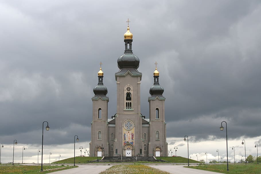 orthodox, church, clouds, rain, architecture, sky, building exterior HD wallpaper