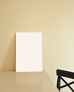 white canvas on brown desk, poster, print, frame, mocap, table HD wallpaper