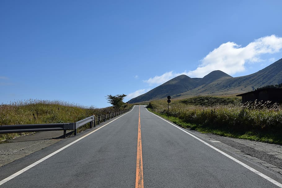 Road, Japan, Kumamoto, Method, highway, the way forward, mountain HD wallpaper