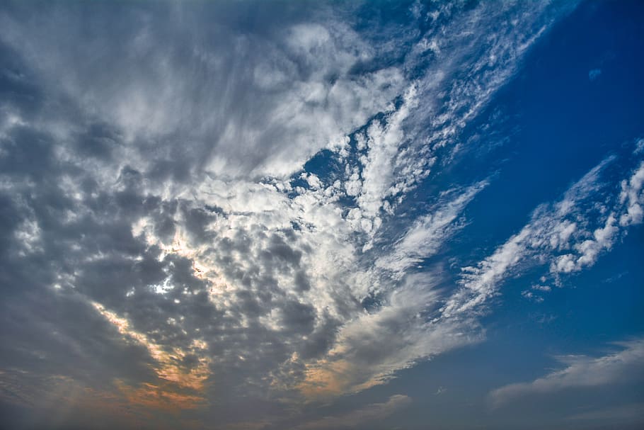 light, dawn, sunset, clouds, cloudscape, daylight, dusk, evening HD wallpaper