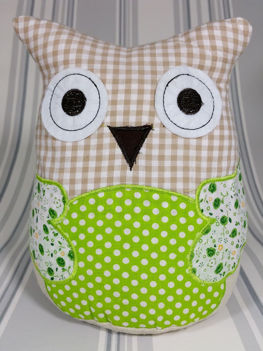 Owl, Patchwork, Fabric, green, textile, polka Dot, no People HD wallpaper