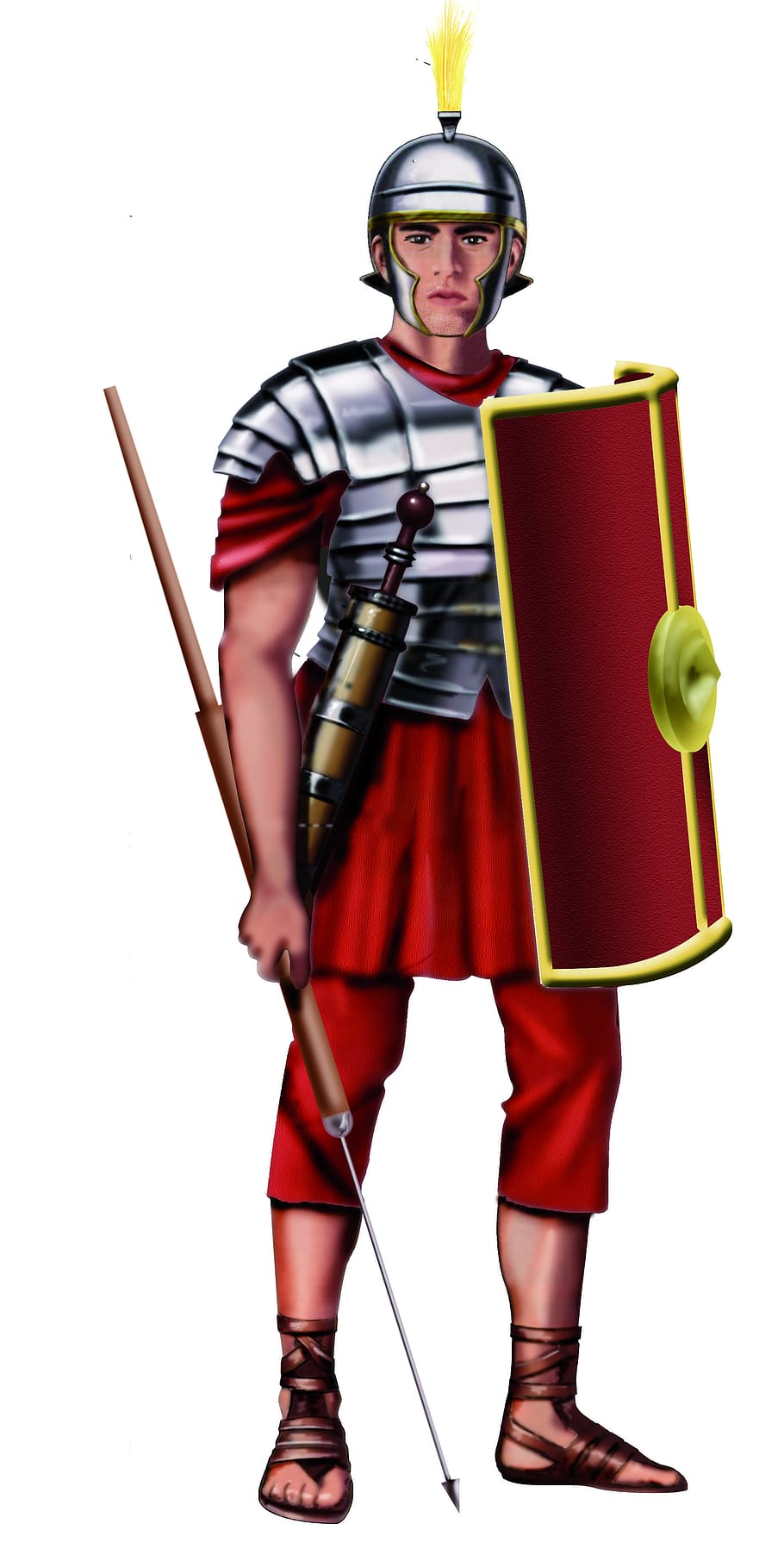 roman, soldier, history, one person, full length, white background