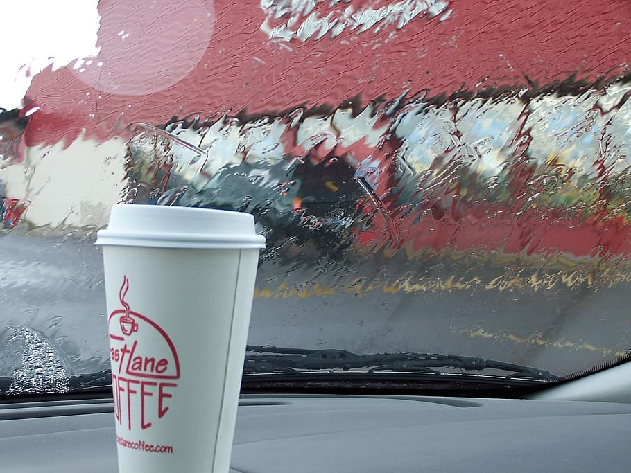 car, trip, coffee, rain, cup, morning, weather, break, drink HD wallpaper