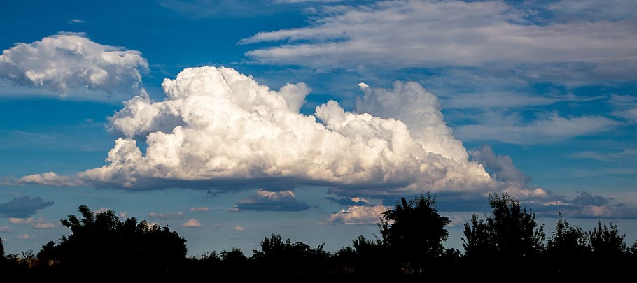 cloud, the sky, blue, sunset, cloud - sky, tree, plant, scenics - nature HD wallpaper