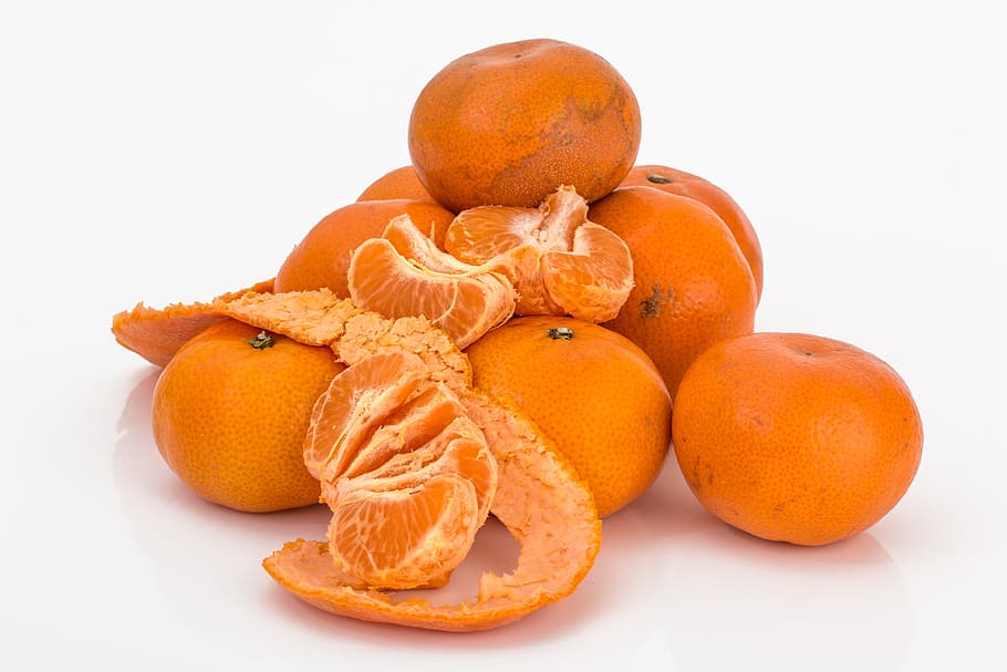 orange fruits on white surface, tangerine, mandarin, citrus fruit, HD wallpaper