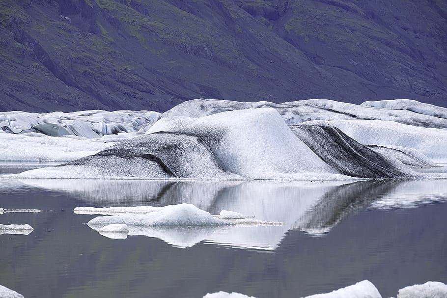 iceland, glacier, driving iceberg, cold, landscape, mirroring HD wallpaper