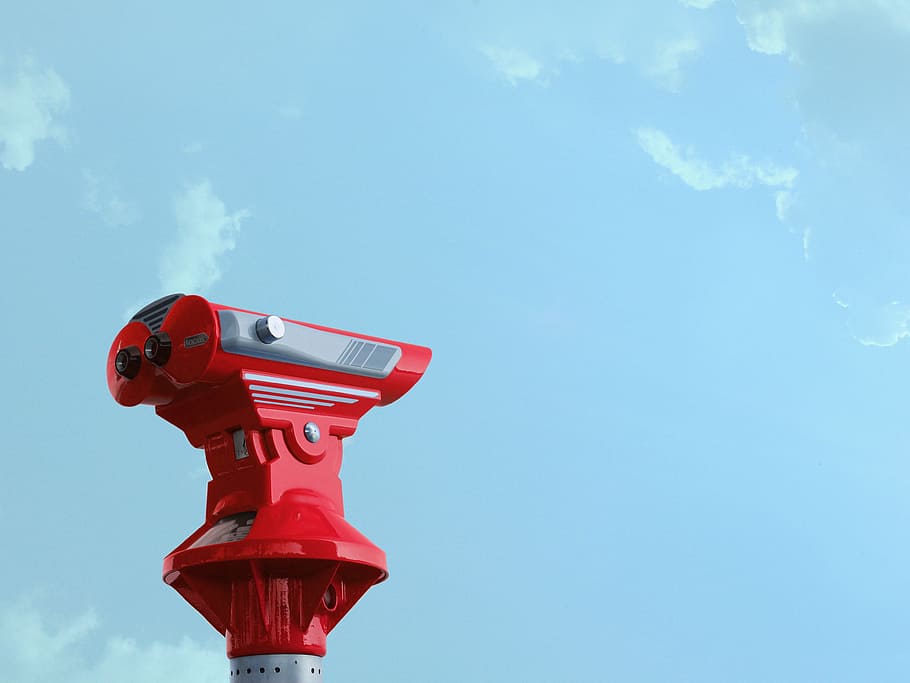 red and grey metal tool under clear sky at daytime, binocular HD wallpaper