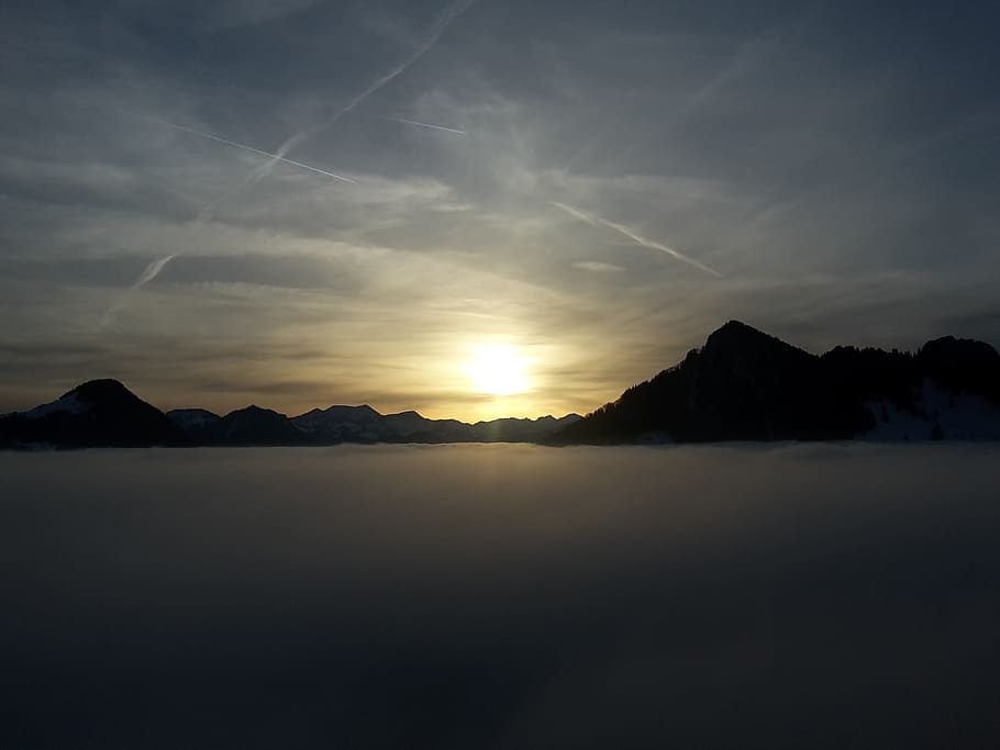 mountains, sunset, clouds, tyrol, sky, tranquil scene, scenics - nature HD wallpaper