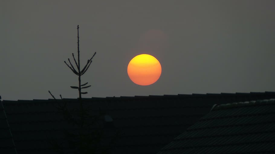 sun, fireball, sun ball, orange, mood, red, romance, sunset HD wallpaper