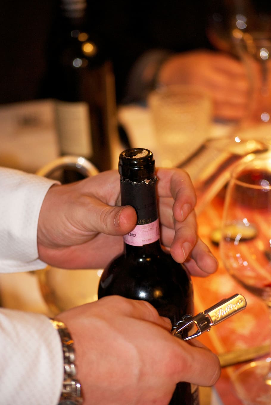 Wine, Corkscrew, Red, Hands, opening, alcohol, bottle, bar HD wallpaper