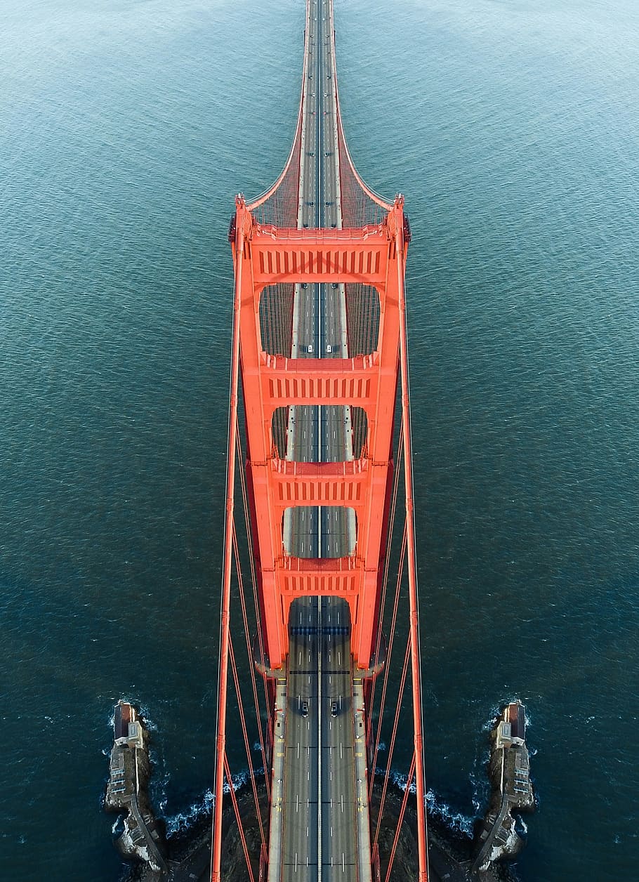 high angled photo of Golden Gate Bridge California, sea, famous Place HD wallpaper