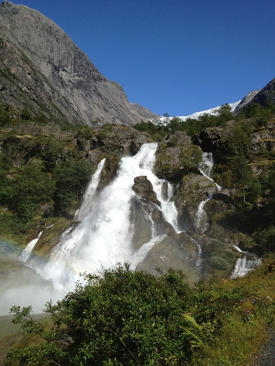 Landscape, Falls, Scenery, the scenery, waterfall, mountain HD wallpaper