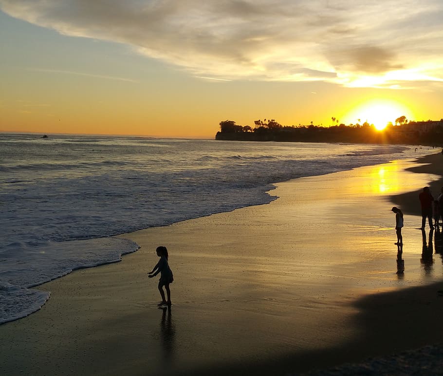 sunset, ocean, santa barbara, california, sky, water, sea, beach, HD wallpaper