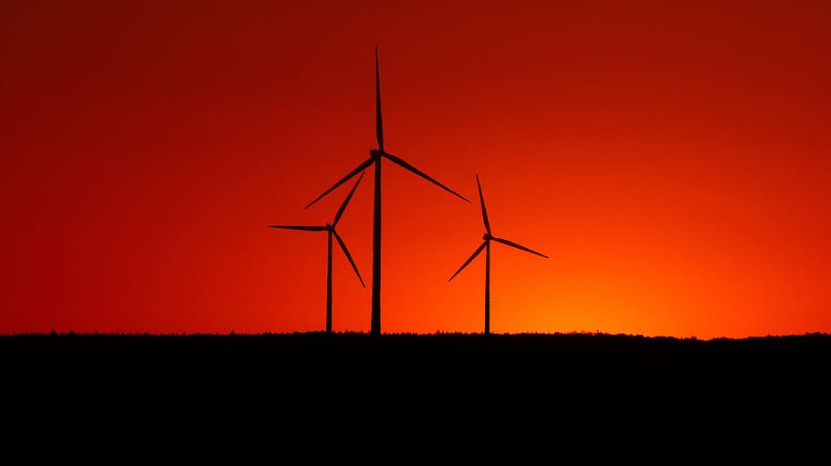 sky, sunset, silhouette, technology, alternative energy, environment HD wallpaper
