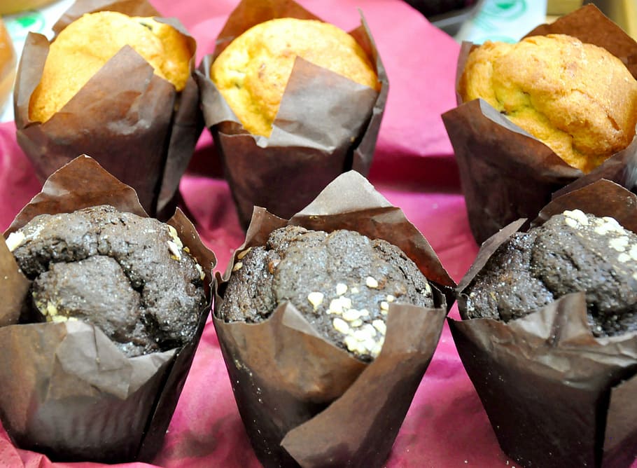 muffin, sweets, cake, close-up, no people, still life, indoors HD wallpaper