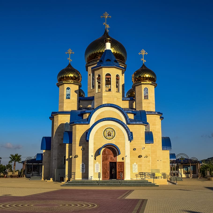 tamassos bishop, russian church, dome, golden, architecture, HD wallpaper