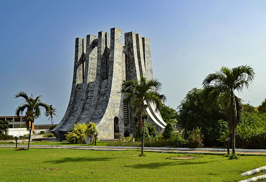 gray concrete building near trees, Ghana, West Africa, accra, HD wallpaper