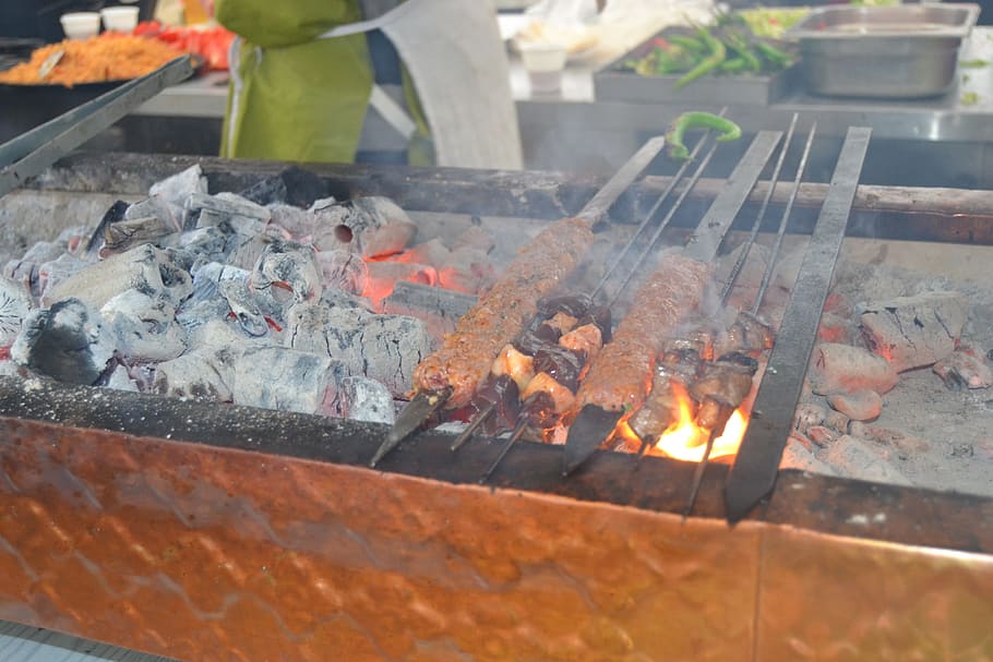 adana, kebab, flavor, burning, heat - temperature, fire, food and drink, HD wallpaper