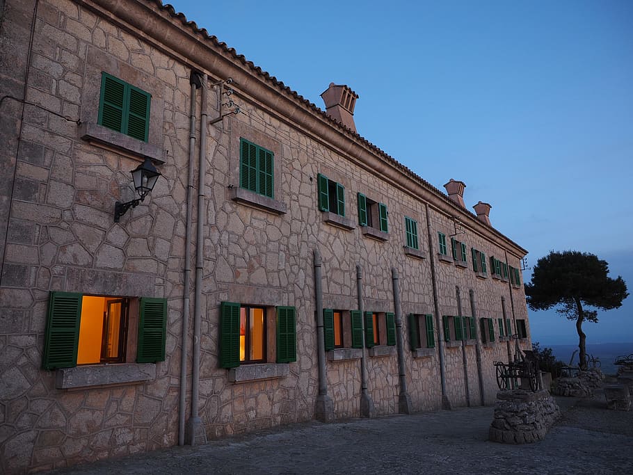 monastery, building, facade, window, monastery cura, algaida HD wallpaper