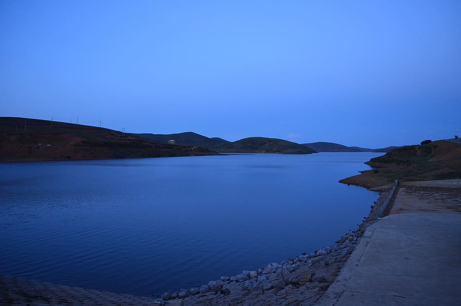 dark blue, the silence, recall, water, sky, scenics - nature HD wallpaper