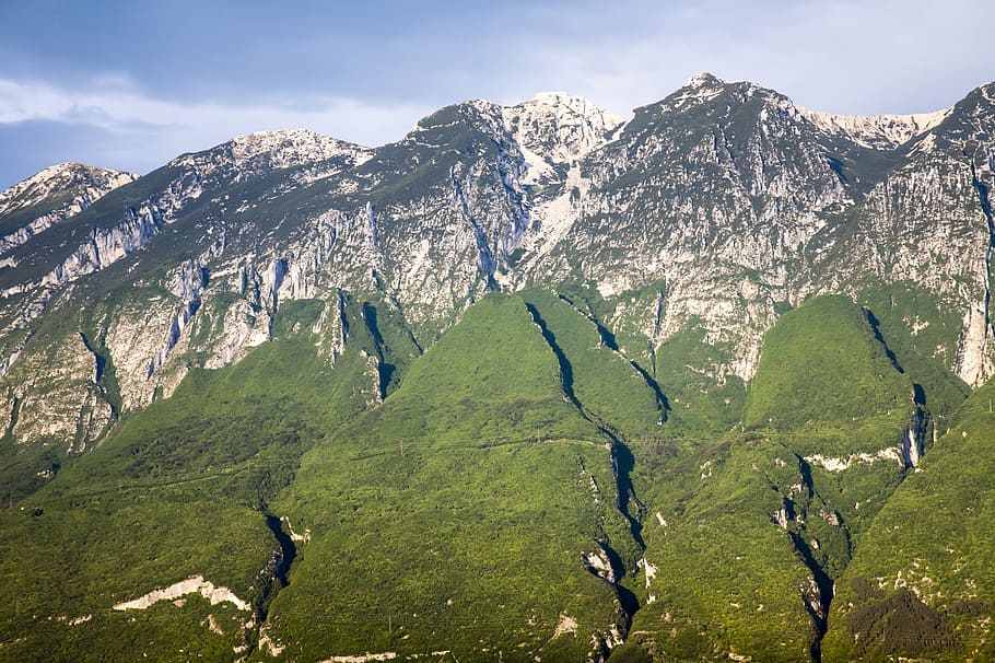 mountainside, garda, forest, italy, lake, view, landscape, bank HD wallpaper