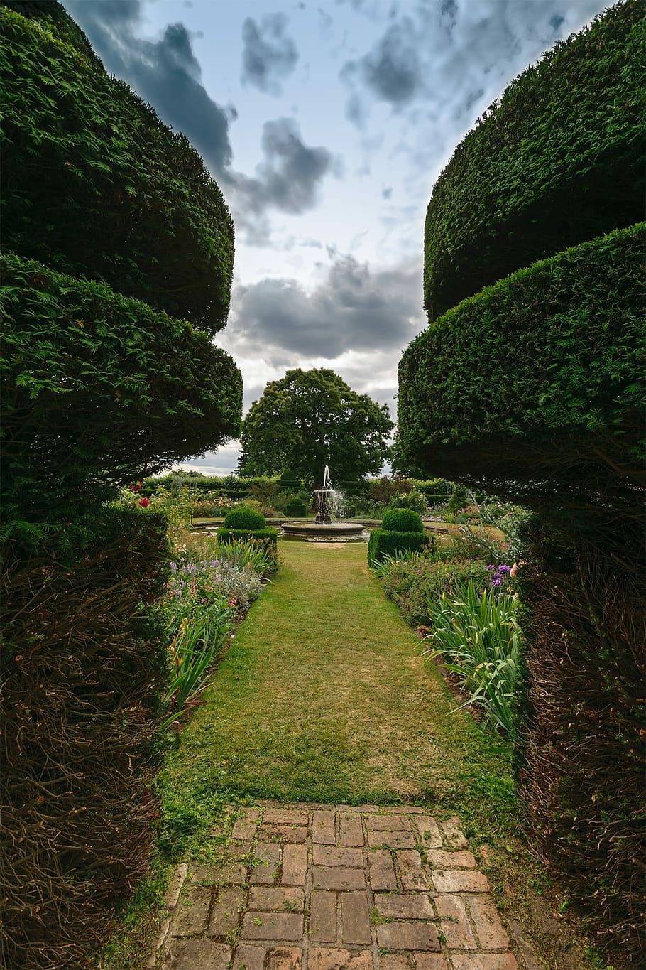 green grass in garden with topiaries, Artistic, Background HD wallpaper