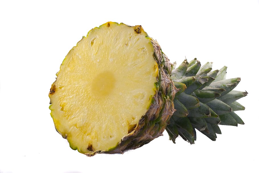 sliced pineapple, Fruit, White, Background, Macro, white background HD wallpaper