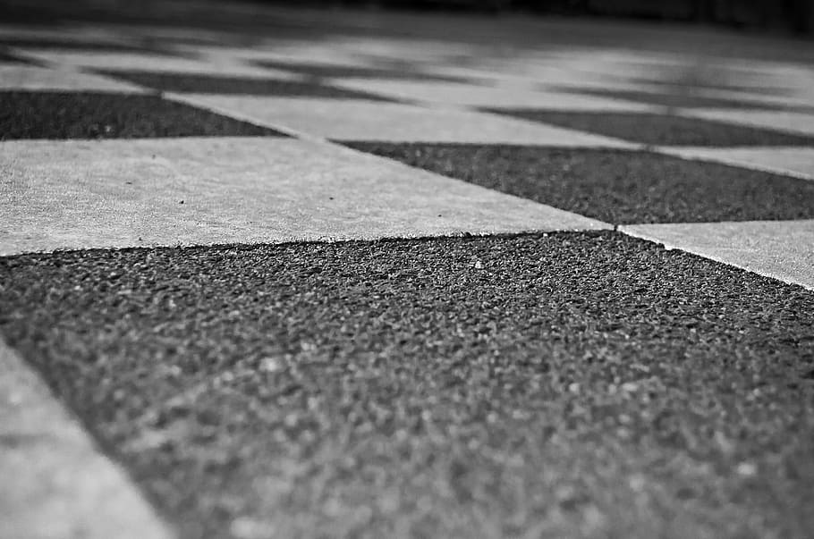 chessboard, pattern, floor, black, white, art, square, squares HD wallpaper