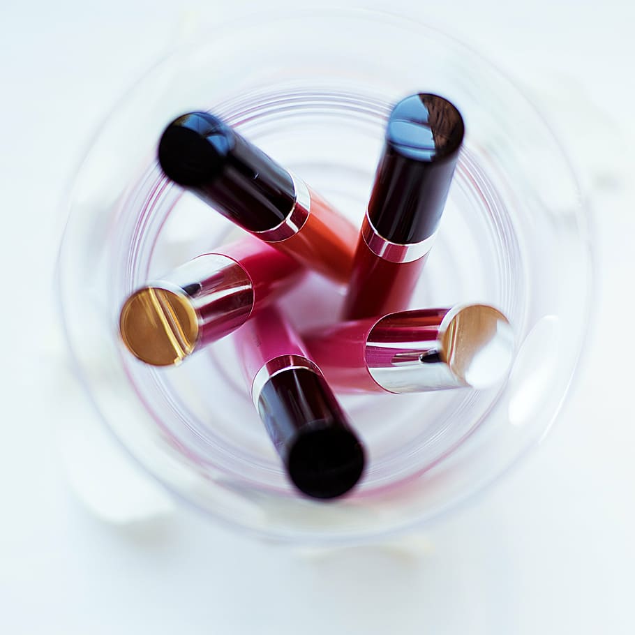 five assorted-color lip cream on bottle, make up, lipstick, cosmetics, HD wallpaper