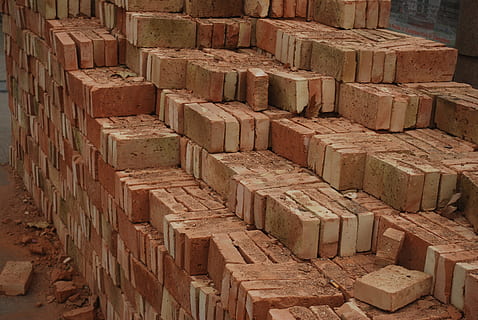 pile of brown bricks, red, construction, building, materials HD wallpaper