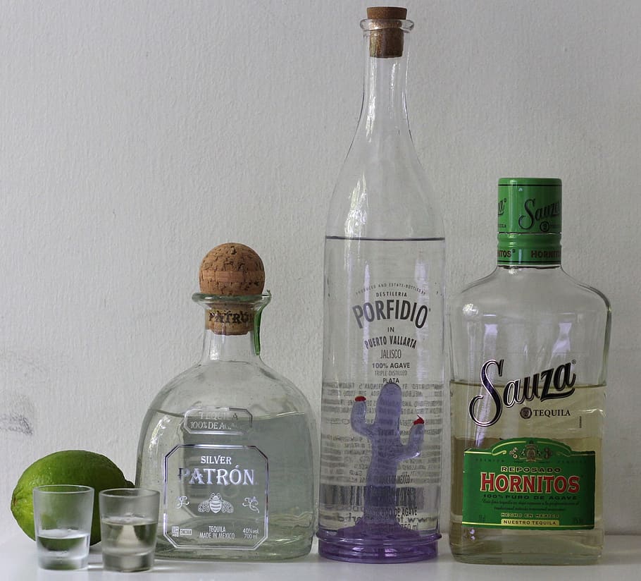 tequila, mexico, alcohol, drinks, bottles, glasses, lime, container