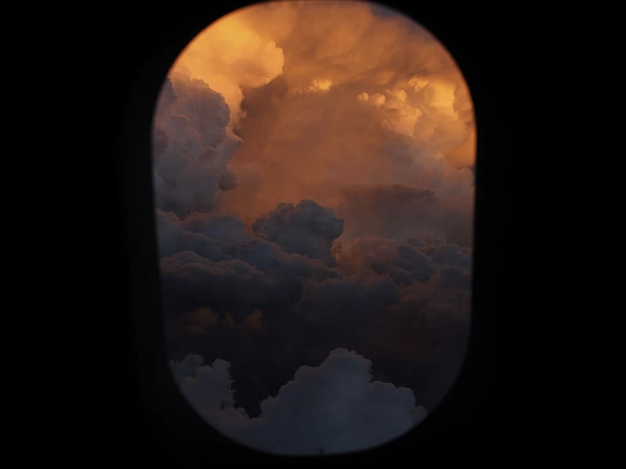 cloud formation, orange and white clouds, cloudscape, cloud view HD wallpaper